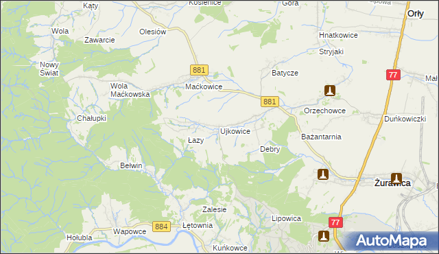 mapa Ujkowice, Ujkowice na mapie Targeo