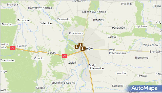 mapa Uniejów, Uniejów na mapie Targeo