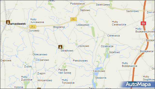 mapa Uścikowo gmina Żnin, Uścikowo gmina Żnin na mapie Targeo