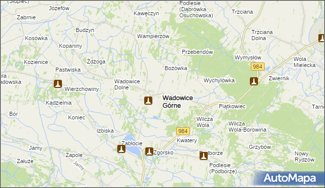 mapa Wadowice Górne, Wadowice Górne na mapie Targeo