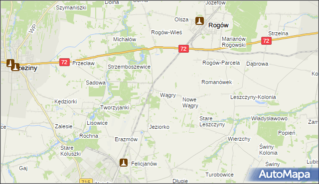 mapa Wągry, Wągry na mapie Targeo