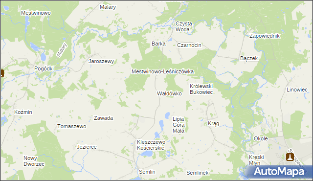 mapa Wałdówko gmina Zblewo, Wałdówko gmina Zblewo na mapie Targeo