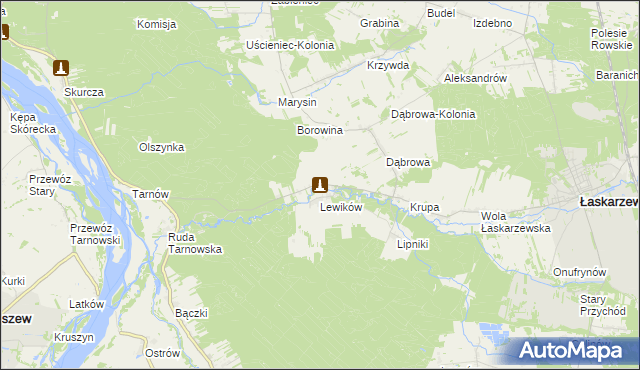 mapa Wanaty gmina Łaskarzew, Wanaty gmina Łaskarzew na mapie Targeo