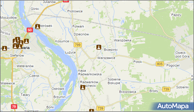 mapa Warszawice, Warszawice na mapie Targeo