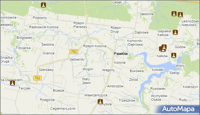 mapa Warszówek, Warszówek na mapie Targeo