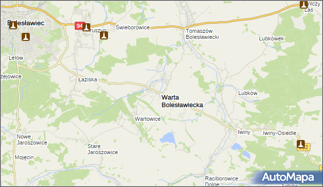 mapa Warta Bolesławiecka, Warta Bolesławiecka na mapie Targeo