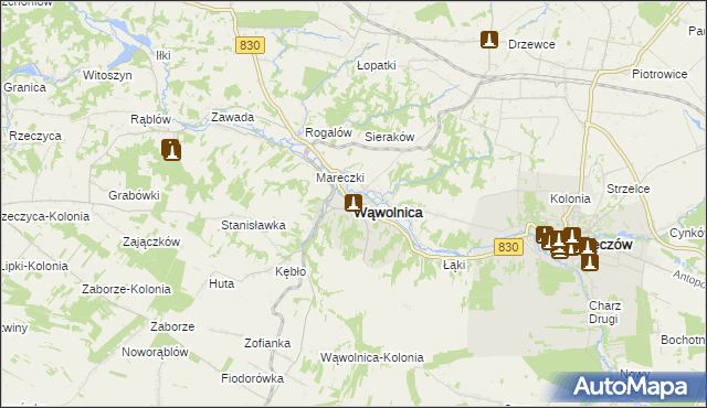mapa Wąwolnica powiat puławski, Wąwolnica powiat puławski na mapie Targeo