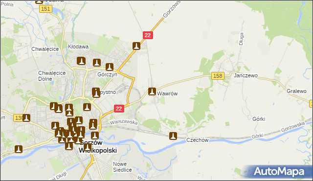 mapa Wawrów, Wawrów na mapie Targeo