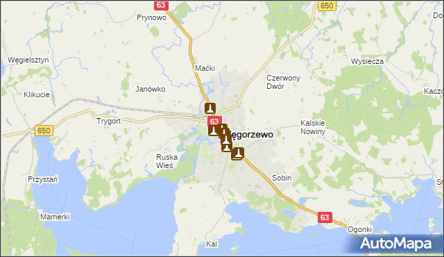 mapa Węgorzewo, Węgorzewo na mapie Targeo
