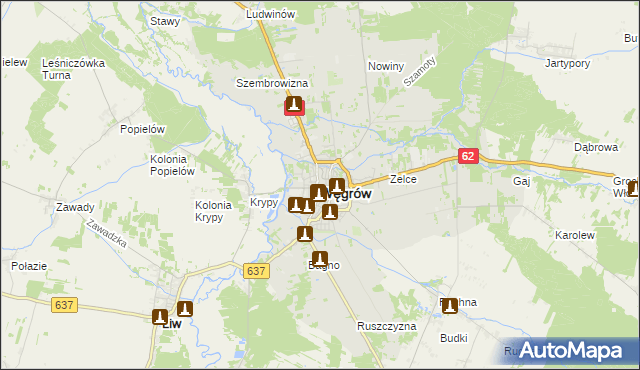 mapa Węgrów, Węgrów na mapie Targeo