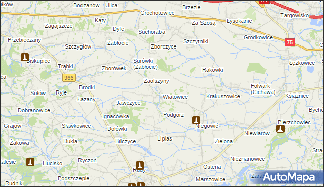 mapa Wiatowice, Wiatowice na mapie Targeo