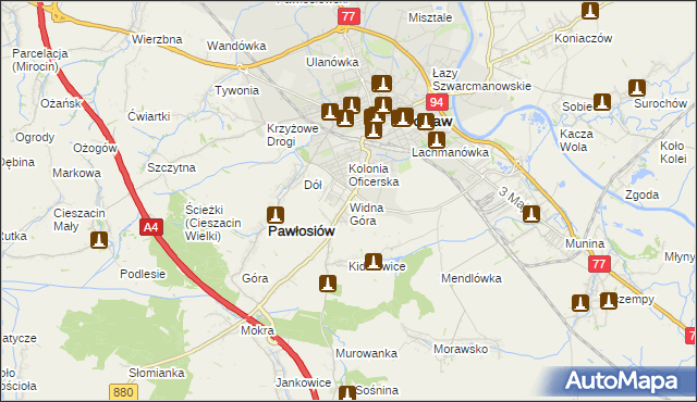 mapa Widna Góra, Widna Góra na mapie Targeo