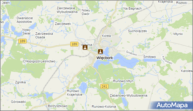 mapa Więcbork, Więcbork na mapie Targeo