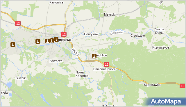 mapa Wiechlice, Wiechlice na mapie Targeo