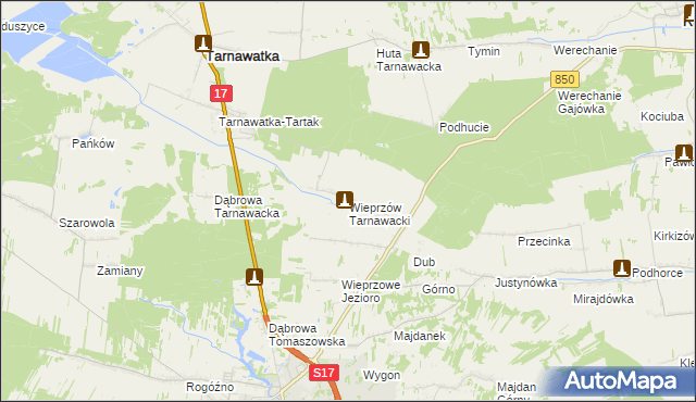 mapa Wieprzów Tarnawacki, Wieprzów Tarnawacki na mapie Targeo