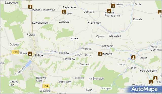 mapa Wierbka, Wierbka na mapie Targeo