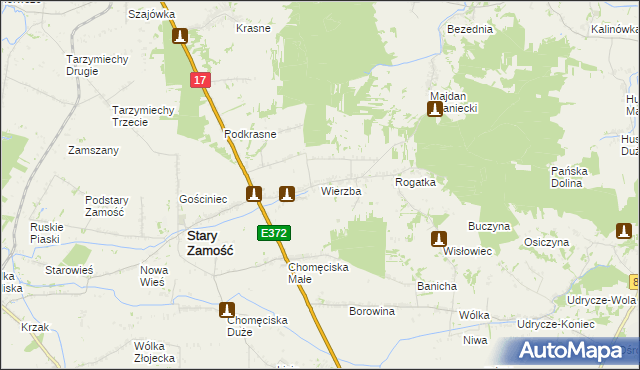 mapa Wierzba gmina Stary Zamość, Wierzba gmina Stary Zamość na mapie Targeo