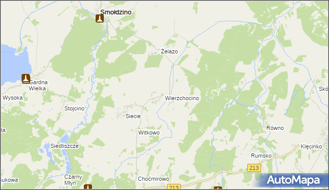 mapa Wierzchocino, Wierzchocino na mapie Targeo