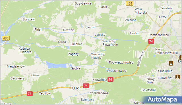 mapa Wierzchy Kluckie, Wierzchy Kluckie na mapie Targeo