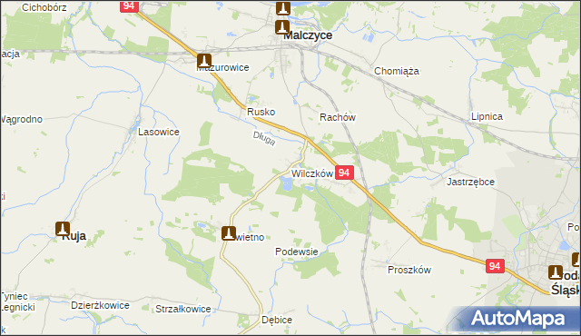 mapa Wilczków gmina Malczyce, Wilczków gmina Malczyce na mapie Targeo