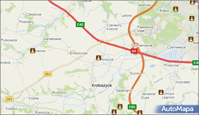 mapa Wilczyce gmina Krotoszyce, Wilczyce gmina Krotoszyce na mapie Targeo
