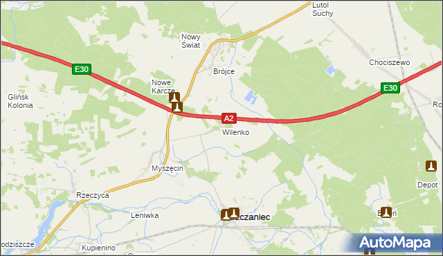 mapa Wilenko, Wilenko na mapie Targeo