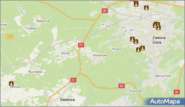 mapa Wilkanowo gmina Świdnica, Wilkanowo gmina Świdnica na mapie Targeo