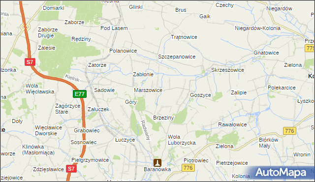 mapa Wilków gmina Kocmyrzów-Luborzyca, Wilków gmina Kocmyrzów-Luborzyca na mapie Targeo
