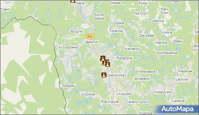 mapa Wisła, Wisła na mapie Targeo