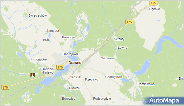 mapa Wiśniewo gmina Drawno, Wiśniewo gmina Drawno na mapie Targeo