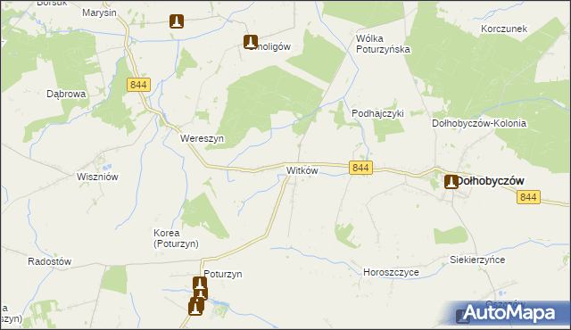 mapa Witków gmina Dołhobyczów, Witków gmina Dołhobyczów na mapie Targeo