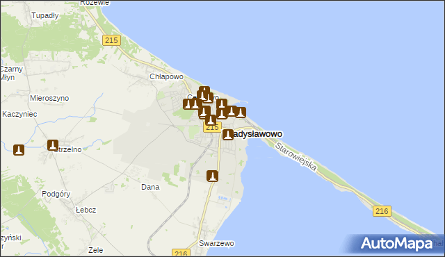 mapa Władysławowo powiat pucki, Władysławowo powiat pucki na mapie Targeo