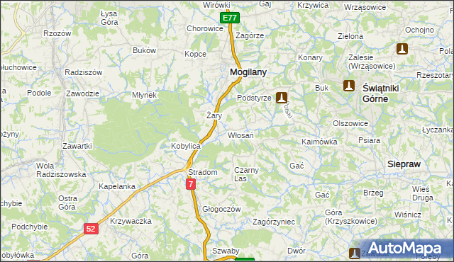 mapa Włosań, Włosań na mapie Targeo