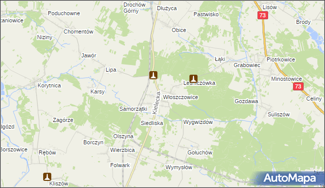 mapa Włoszczowice, Włoszczowice na mapie Targeo
