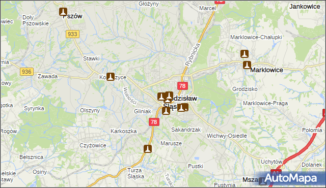 mapa Wodzisławia Śląskiego, Wodzisław Śląski na mapie Targeo