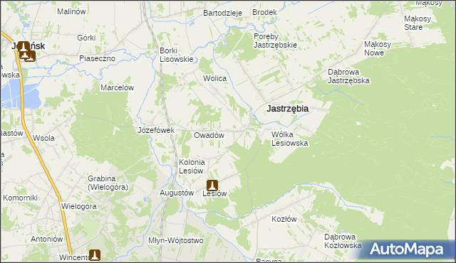 mapa Wojciechów gmina Jastrzębia, Wojciechów gmina Jastrzębia na mapie Targeo