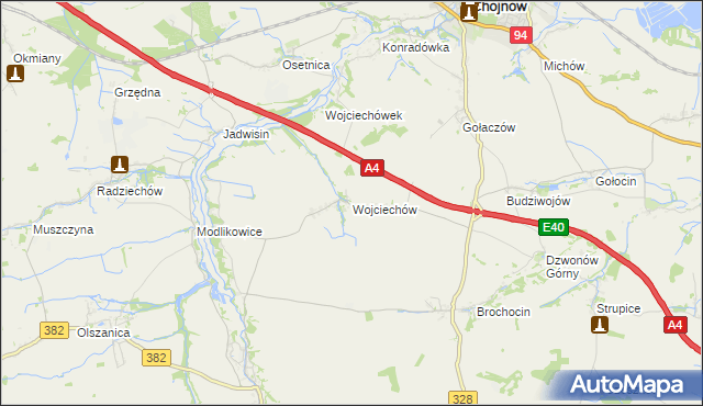 mapa Wojciechów gmina Zagrodno, Wojciechów gmina Zagrodno na mapie Targeo