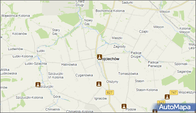 mapa Wojciechów powiat lubelski, Wojciechów powiat lubelski na mapie Targeo