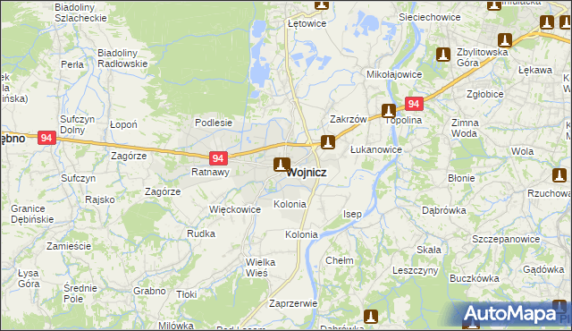 mapa Wojnicz, Wojnicz na mapie Targeo