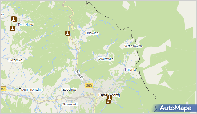 mapa Wójtówka gmina Lądek-Zdrój, Wójtówka gmina Lądek-Zdrój na mapie Targeo