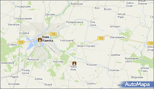 mapa Wola-Chojnata, Wola-Chojnata na mapie Targeo