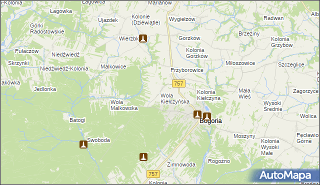 mapa Wola Kiełczyńska, Wola Kiełczyńska na mapie Targeo