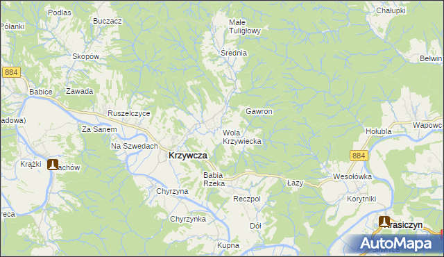 mapa Wola Krzywiecka, Wola Krzywiecka na mapie Targeo