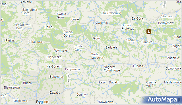 mapa Wola Lubecka gmina Ryglice, Wola Lubecka gmina Ryglice na mapie Targeo