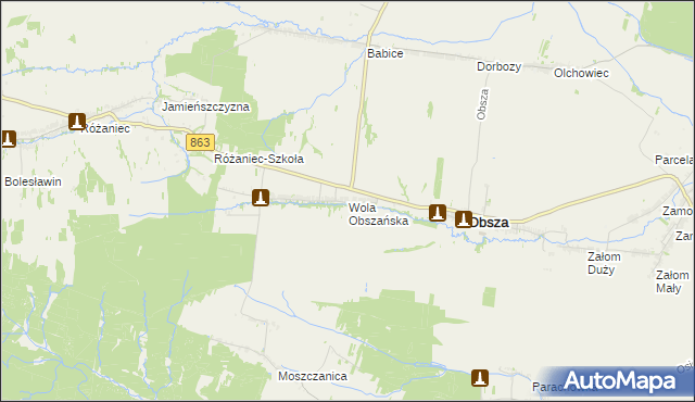 mapa Wola Obszańska, Wola Obszańska na mapie Targeo