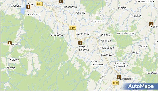 mapa Wola Sękowa, Wola Sękowa na mapie Targeo