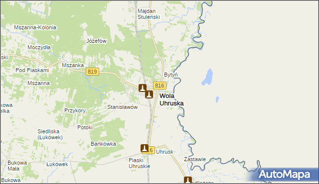 mapa Wola Uhruska, Wola Uhruska na mapie Targeo