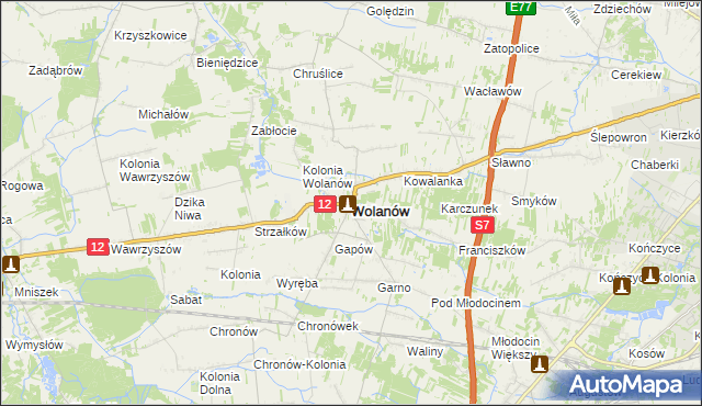 mapa Wolanów powiat radomski, Wolanów powiat radomski na mapie Targeo