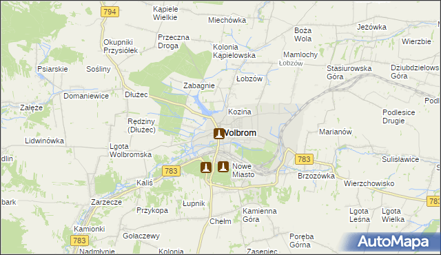mapa Wolbrom, Wolbrom na mapie Targeo