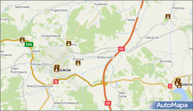 mapa Wolbromek, Wolbromek na mapie Targeo
